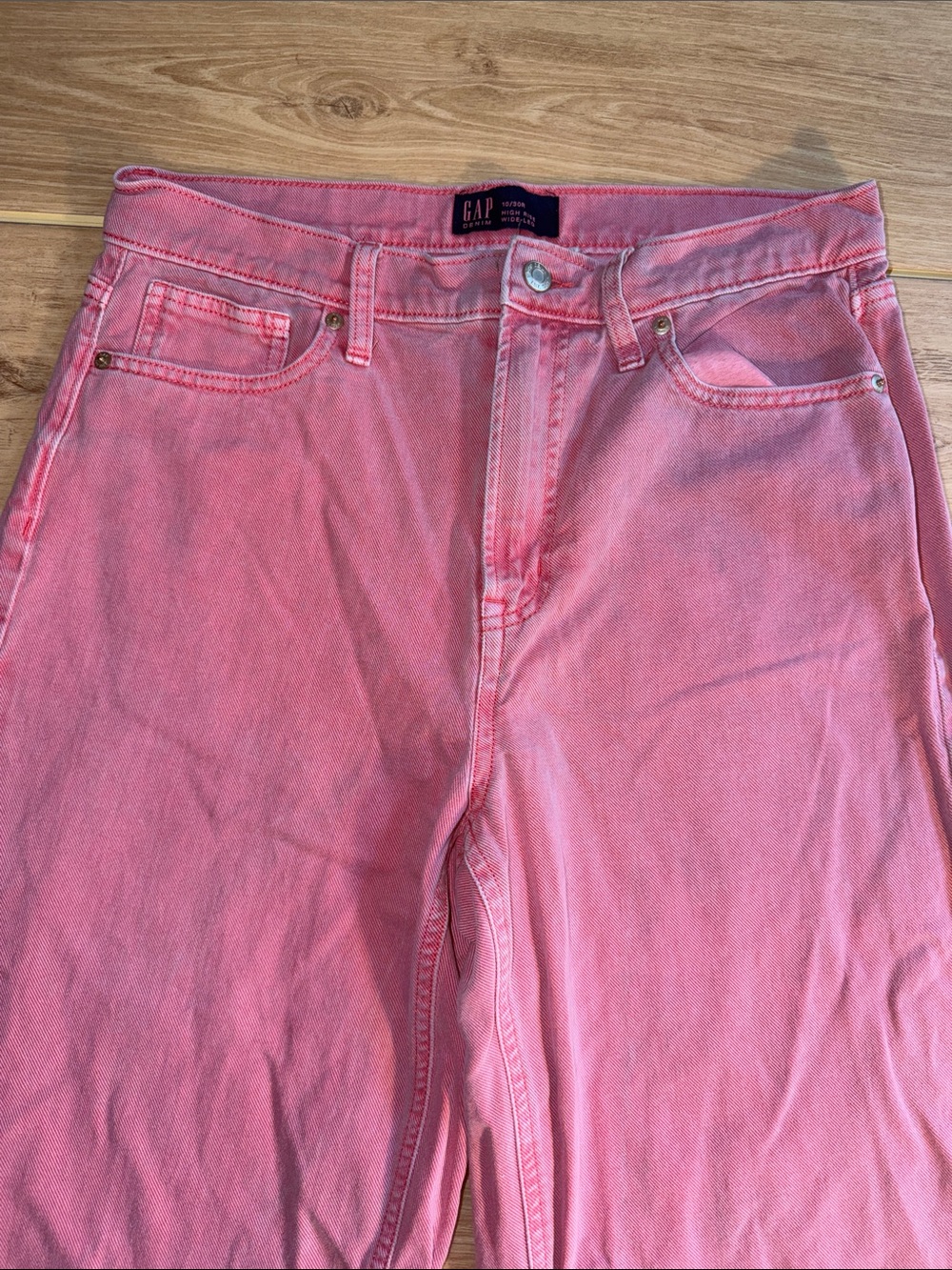 GAP Pink Wide-Leg Jeans with Raw Hem size 10/30 regular - Picture 2 of 7
